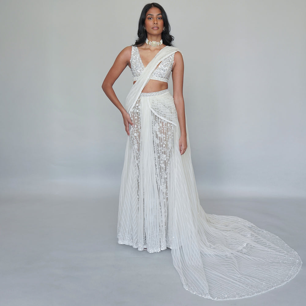 Suri concept saree with v-neck blouse